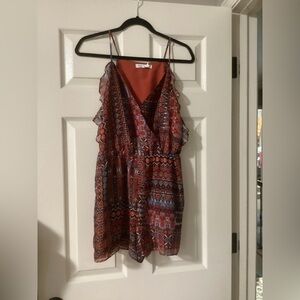 BCBGeneration Orange Aztec Print Romper